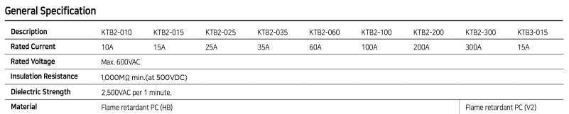 KTB-035 Specifications